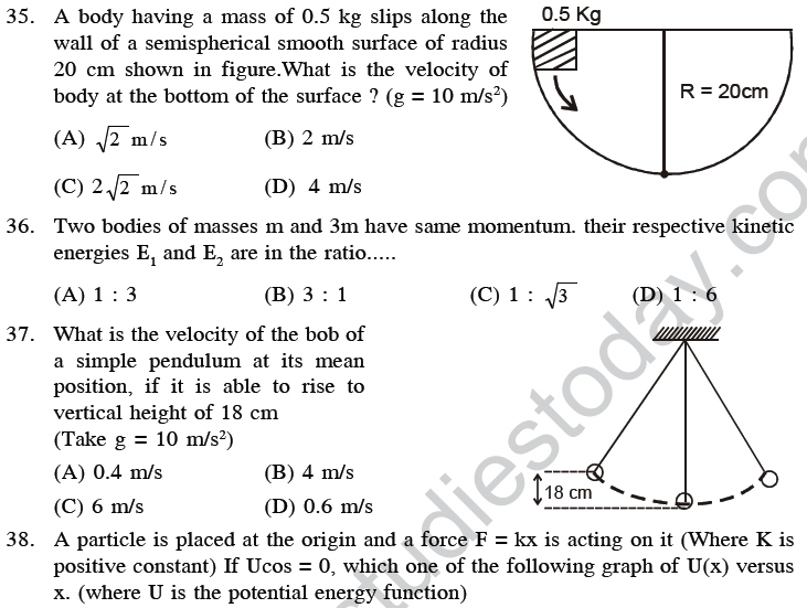 NEET UG Physics Work Energy MCQs, Multiple Choice Questions